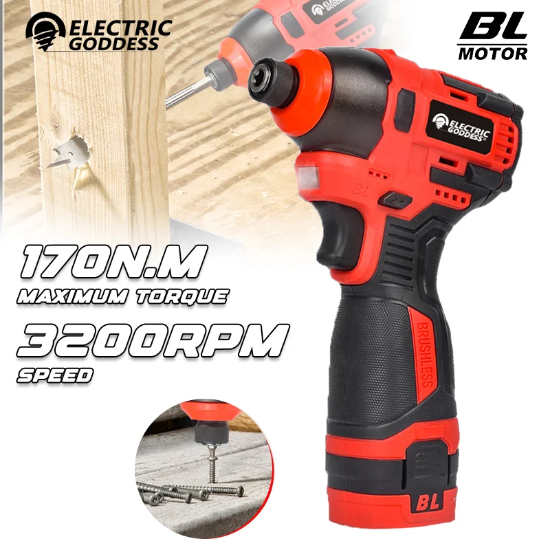 

80N.m Brushless Electric Screwdriver Cordless Knockable Driller Driver Rechargeable 18V Li-ion Battery Electric Power Tools