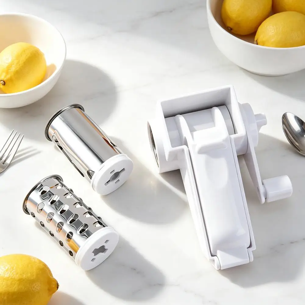Vegetable Slicer with 3 Blades Cheese Grater 3-in-1 Rotary Slicer Shredder Hand Kitchen Tool for Parmesan Vegetable Food