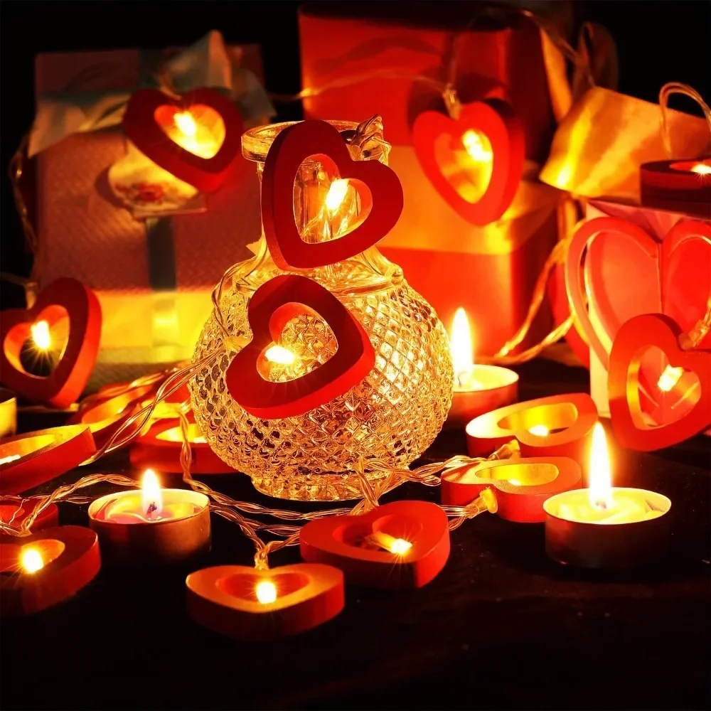 ‌Heart LED String Lights x10 - Waterproof for Outdoor Wedding/Christmas Tree/Party Decorations