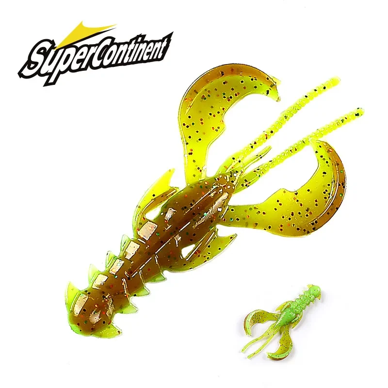 New Supercontinent Crazy Lures 65mm/10pcs 40mm/20pcs Soft Lure Fishing Lures shrimp Lobster Soft Plastic Lure Fishing Lures