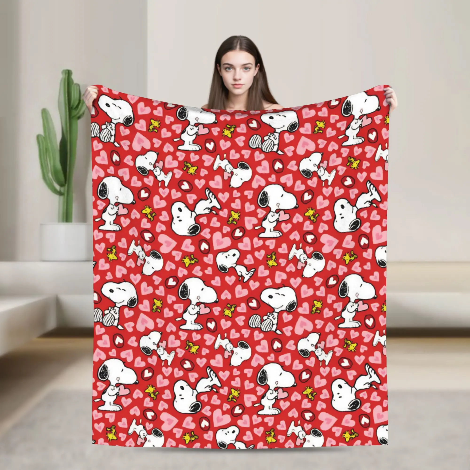 Cartoon Cute S-Snoopys Blankets  Fleece Vintage Warm Throw Blankets for Bed Sofa All Season