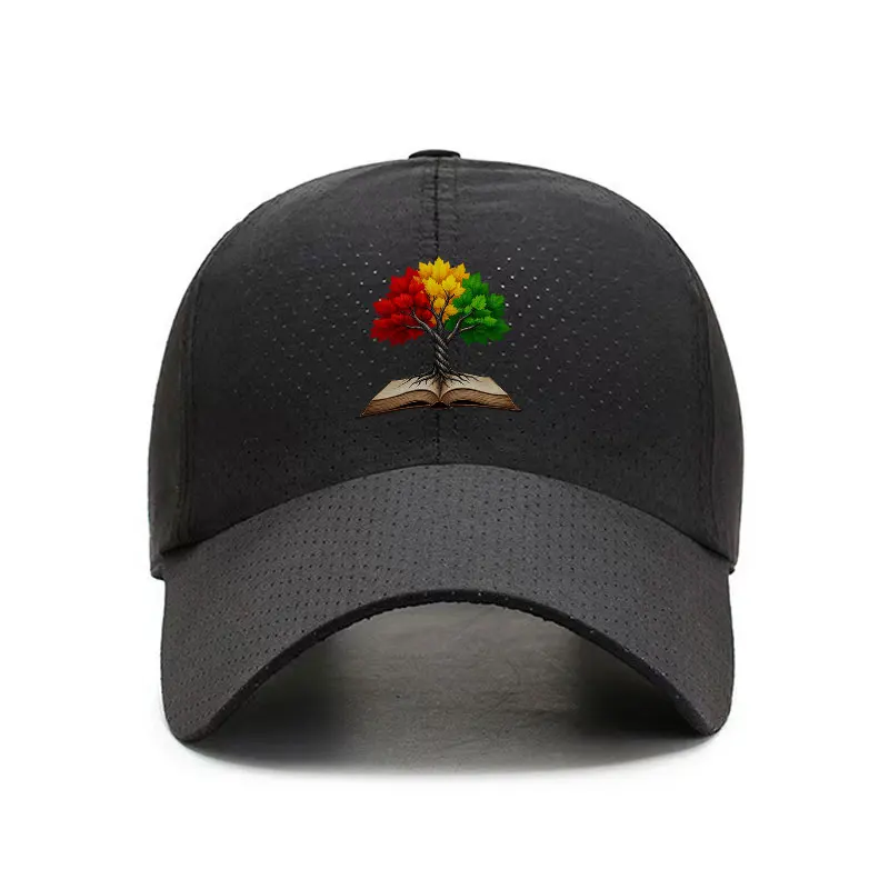 Knowledge Tree Open Book Quick Dry Baseball Cap Adjustable Breathable Sun Protection