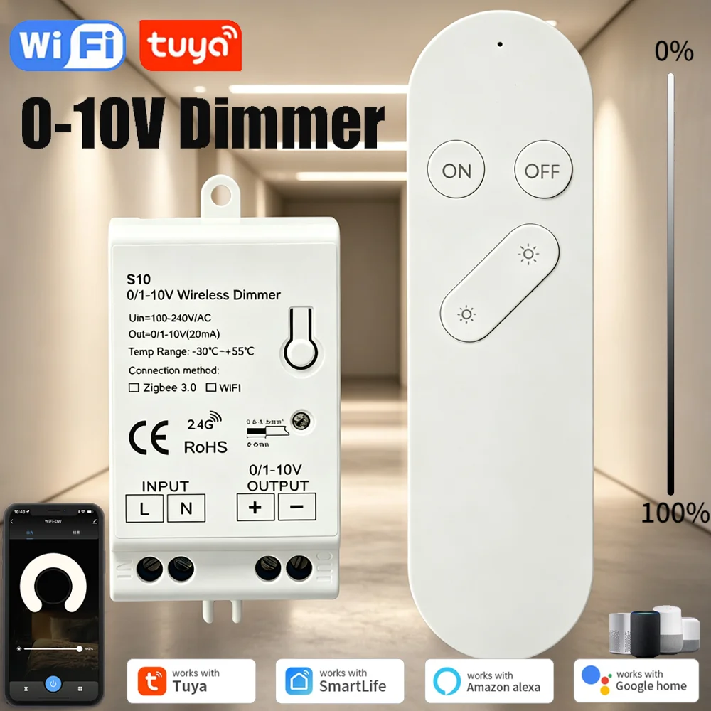 Tuya WiFi 0-10V 1-10V Dimmer Controller Led Light Strip Driver Wireless Control Tuya Hub APP/Voice Control for Smartthings Alexa