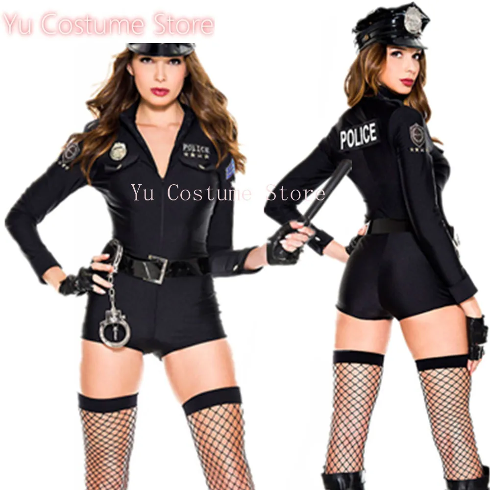 

Ladies Police Bodysuit Exotic Cop Policewomen Cosplay Costume Halloween Officer Sexy Female Fancy Party Dress