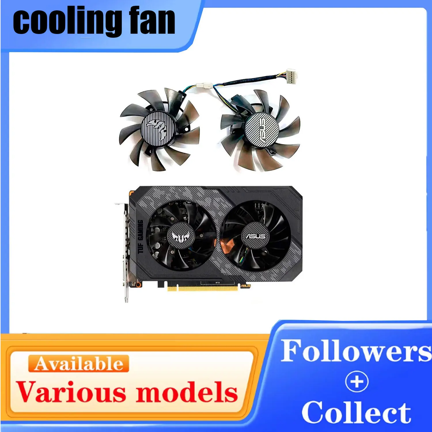 T128015BU 75MM FD8015U12D 6Pin GPU FAN For ASUS RTX 2060 GTX 1660 1660Ti TUF GAMING OC,Replace