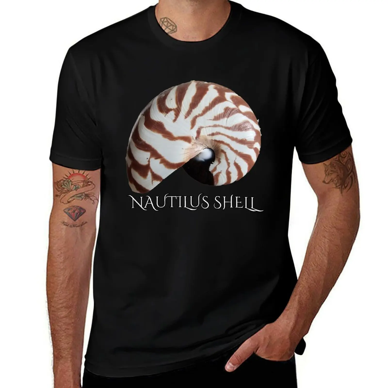 

Striped Nautilus Shell T-Shirt rapper graphic tees shirts graphic basketball graphic tees Man t-shirt mens t-shirts