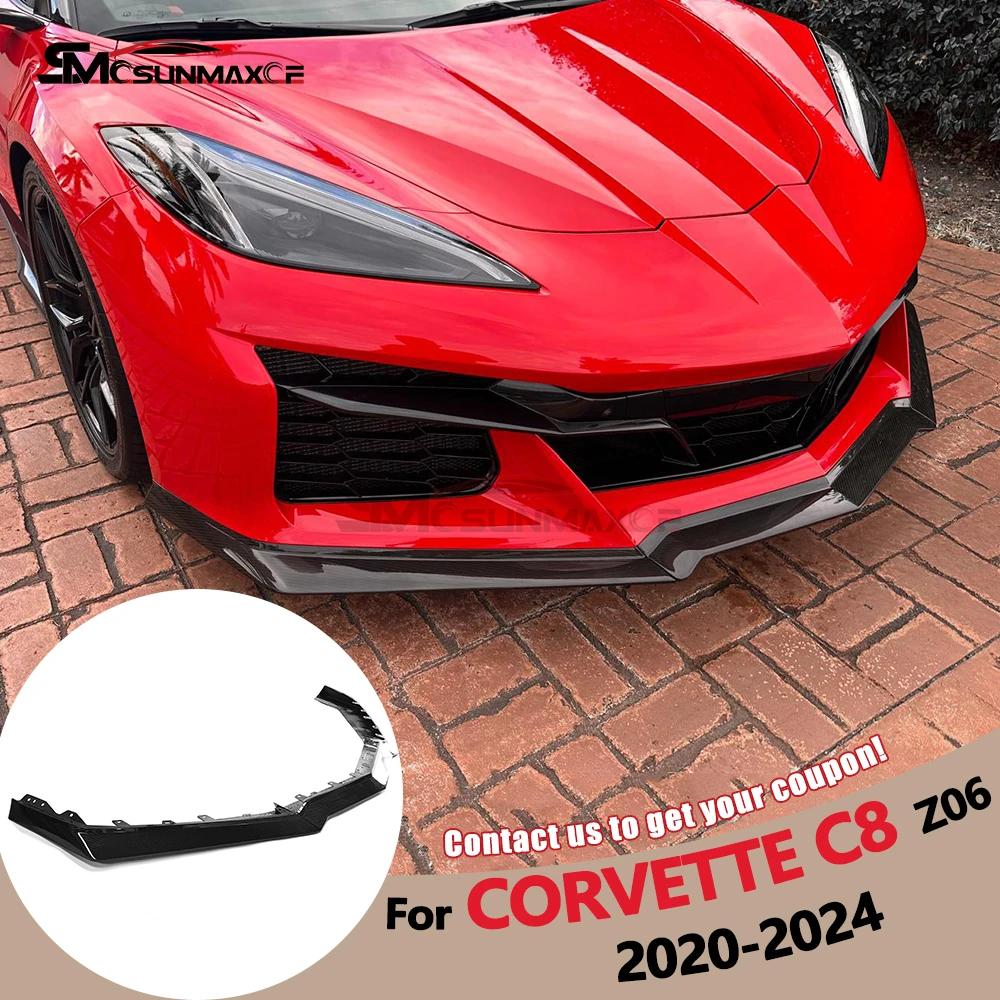 

Real Carbon Fiber For Chevrolet Corvette C8 Z06 Coupe 2020 2021 2022 2023 2024 Front Bumper Lip Splitter Car Accessories