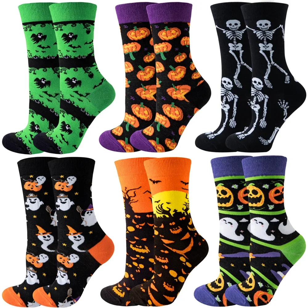 New Hot Sale Halloween Women Harajuku Socks Funny Skeleton Alien Girl Socks Pumpkin Socks Monster Socks Bat Crew Socks