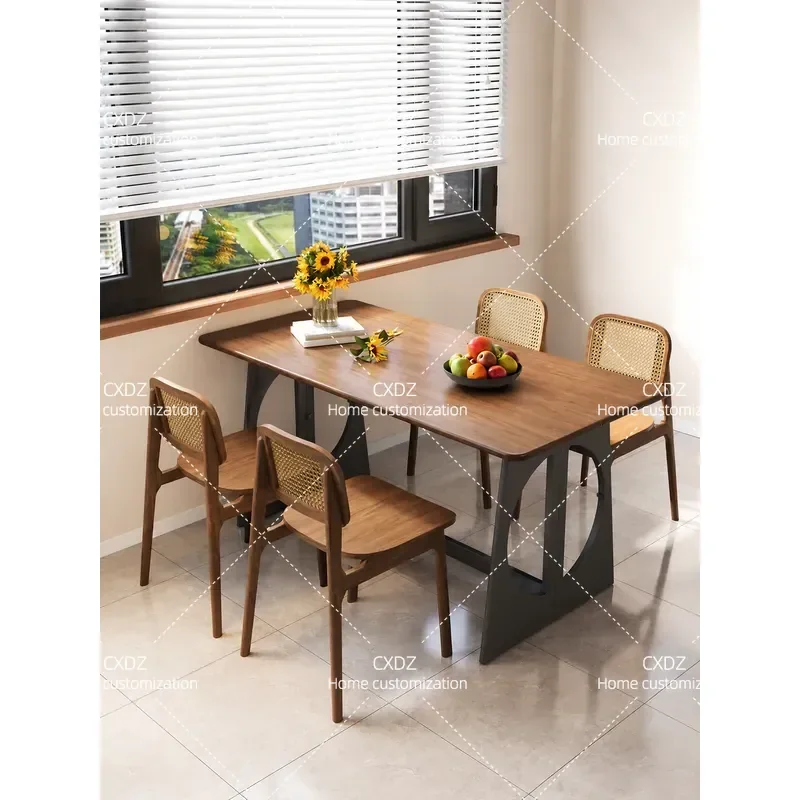 All Solid Wood Folding Dining Table Rectangular Antique Style Compact Design for Small Apartment Home Kitchen Space Saving
