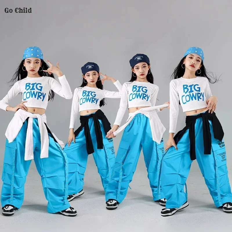 Girls Hip Hop Crop Top Colorful Cargo Pants Children Costumes Kids Streetwear Jazz K-pop Street Dance Girl Group Clothes Sets