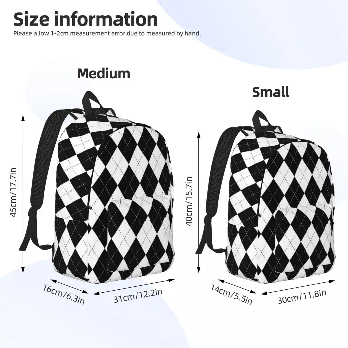 Diamond Shaped Geometric Pattern Student Backpack School Bag Hiking Travel Daypack for Men Women Bookbag Shoulder Bags