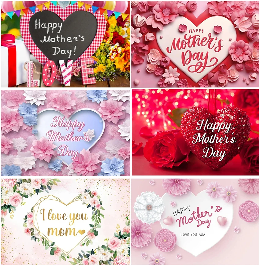 Glückliche Muttertag Kulissen Geburtstag Banner Blumen lieben Herz Fotografie Hintergründe Party Dekor Fotostudio Requisiten