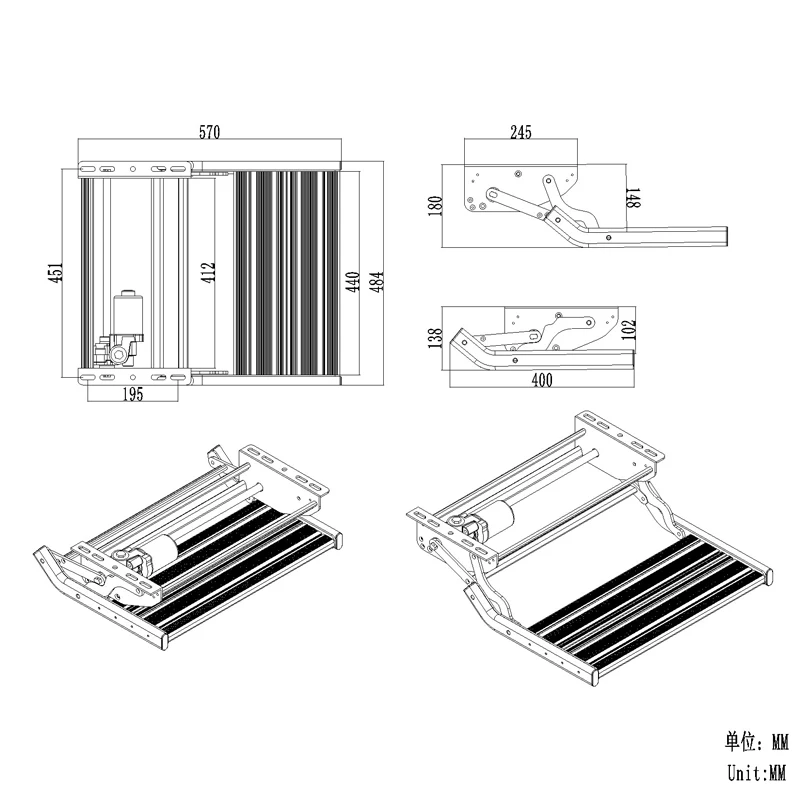 Caravan Accessories RV Step Folding Electric Single Step with LED Light Thickened Aluminum Alloy Camper Stair