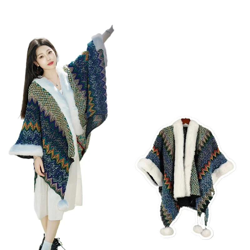 

1 шт. женское пальто женская длинная вязаная шаль женская свободная теплая куртка фея приморский отдых винтажная красочная верхняя одежда M23
