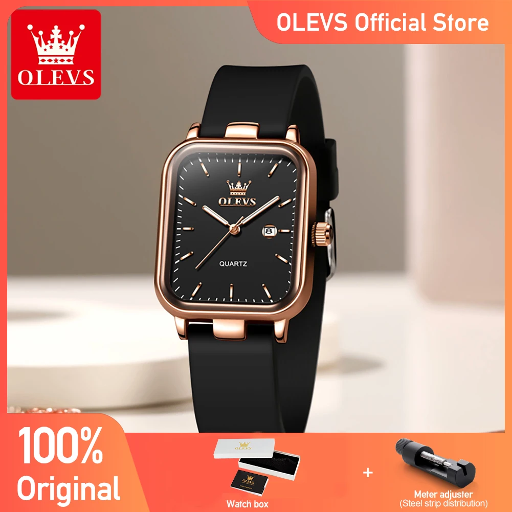 

OLEVS 7089, новые женские часы, оригинальные модные квадратные кварцевые наручные часы, водонепроницаемые светящиеся часы с датой, женские подарочные коробки Reloj