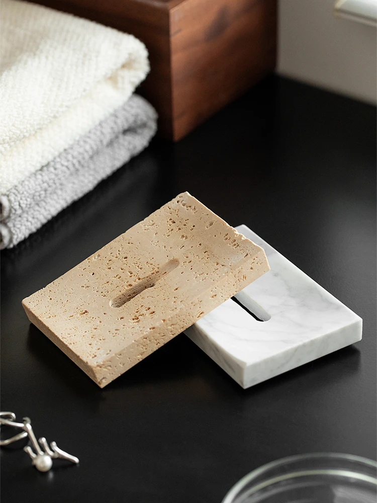 Nordic Minimalism Marble Material Soap Dish Light Luxury Creative Home Decor Bathroom Soap Box Rest Room Soap Tray Size 12x8x2cm