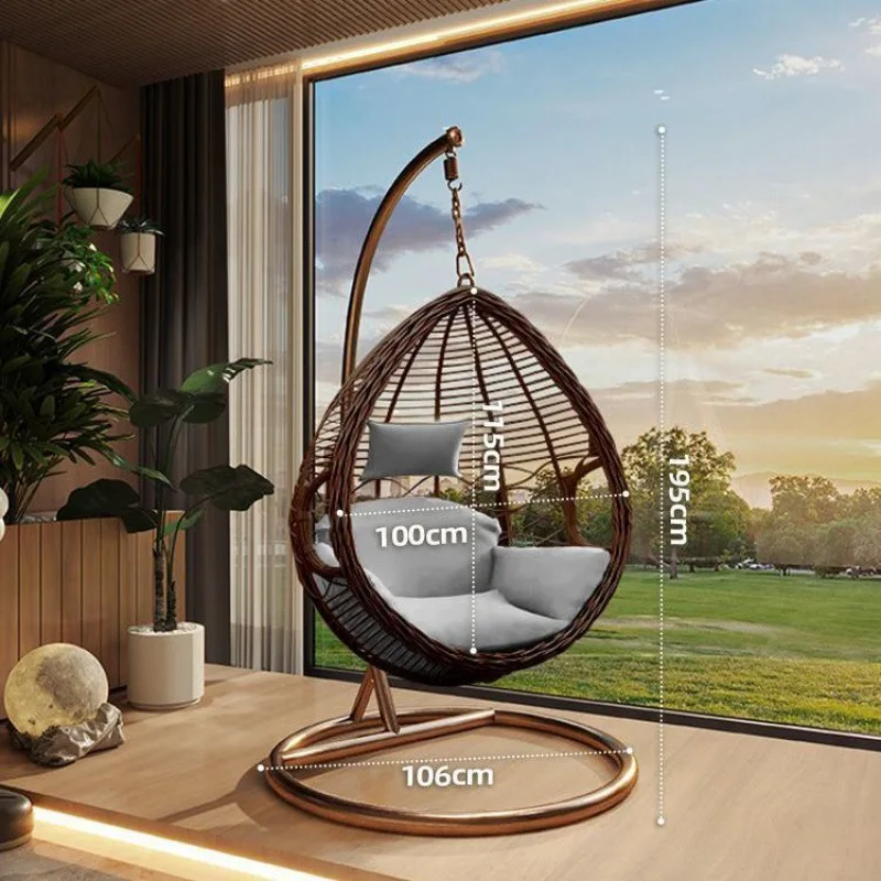 Casa de balanço exterior de jardim, cadeira de balanço com cesta suspensa dupla interna