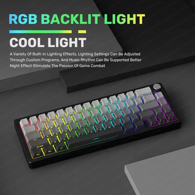 A66 Sugar65 Aluminum Custom Mechanical Keyboard Kit 66Keys Wireless/ Wired Bluetooth TYPE-C Keyboard Hotswap RGB Gaming Keyboard