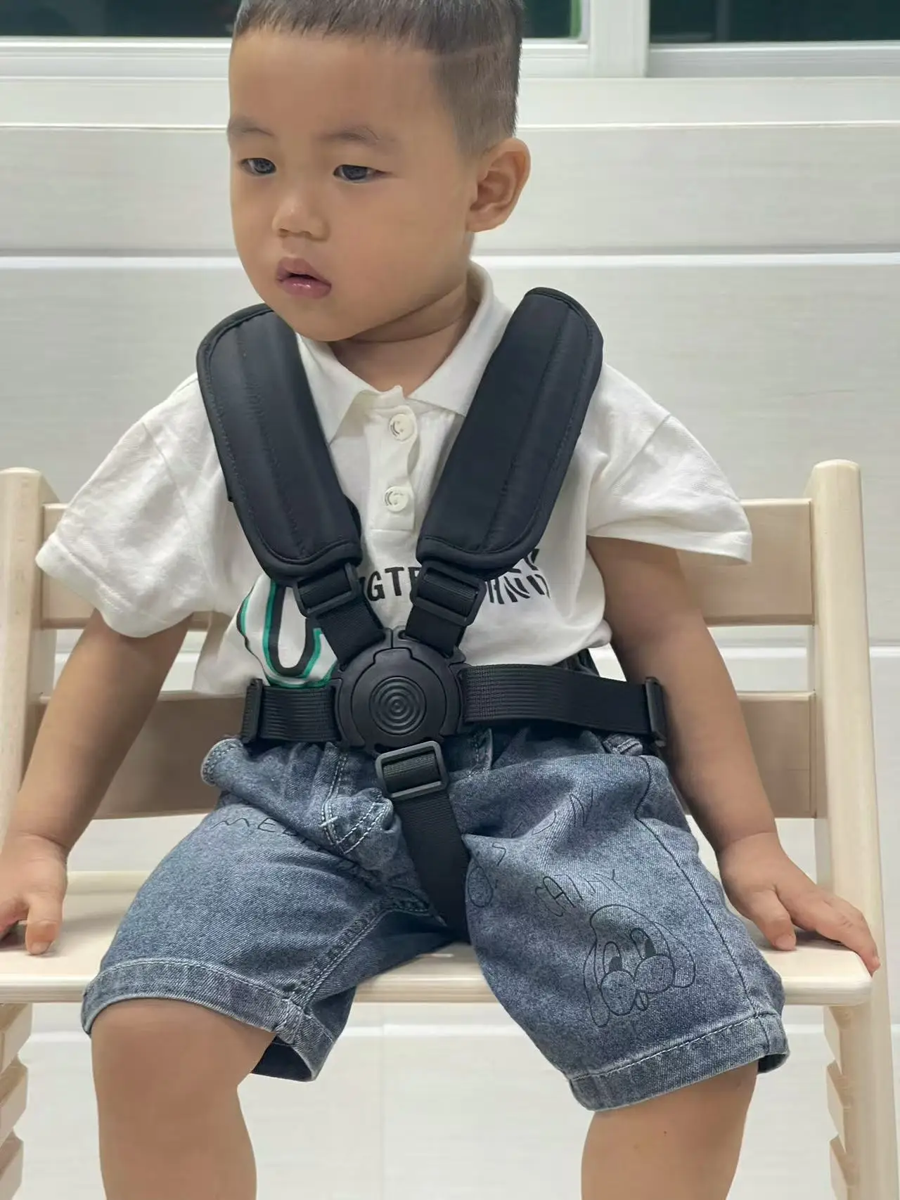 Black 5-Point Safety Harness Compatible Stokke Tripp Trapp Kids Child Wooden High Chair for Babies & Toddlers