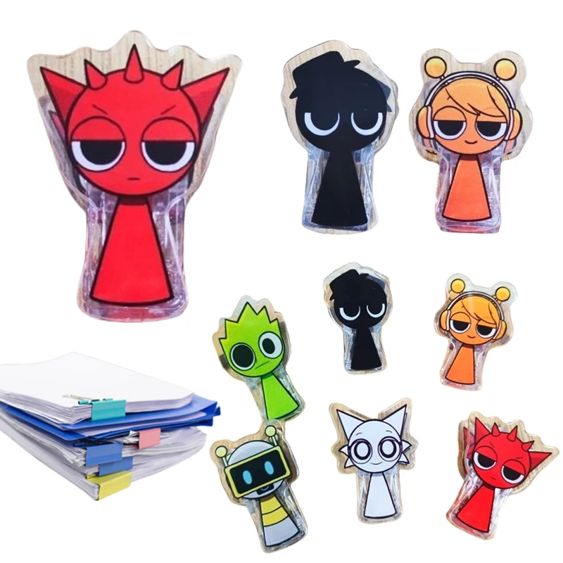 

Аниме Sprunki зажим для папки цветной тестовый зажим для бумаги приспособление для бумаги документы офисные школьные канцелярские принадлежности милый акриловый пружинный зажим