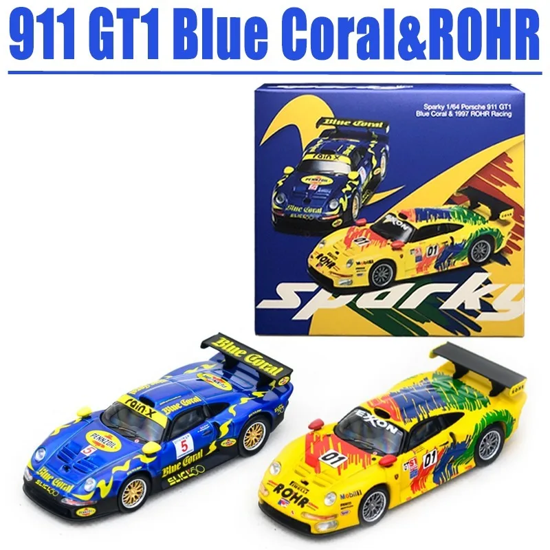 سباركي 1/64 911 GT1 المرجان الأزرق و 1997 ROHR سباق لعبة معدنيّة سيارة دييكاست نموذج معدني الهدايا