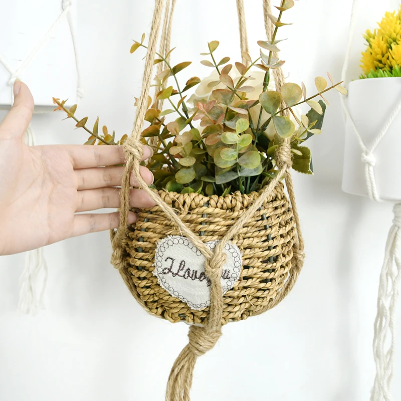 Gardening Plant Hanging Basket Cotton Rope Hanger Flower Pot Macrame Handmade Pot Pocket Home Wall Garden Courtyard Decoration