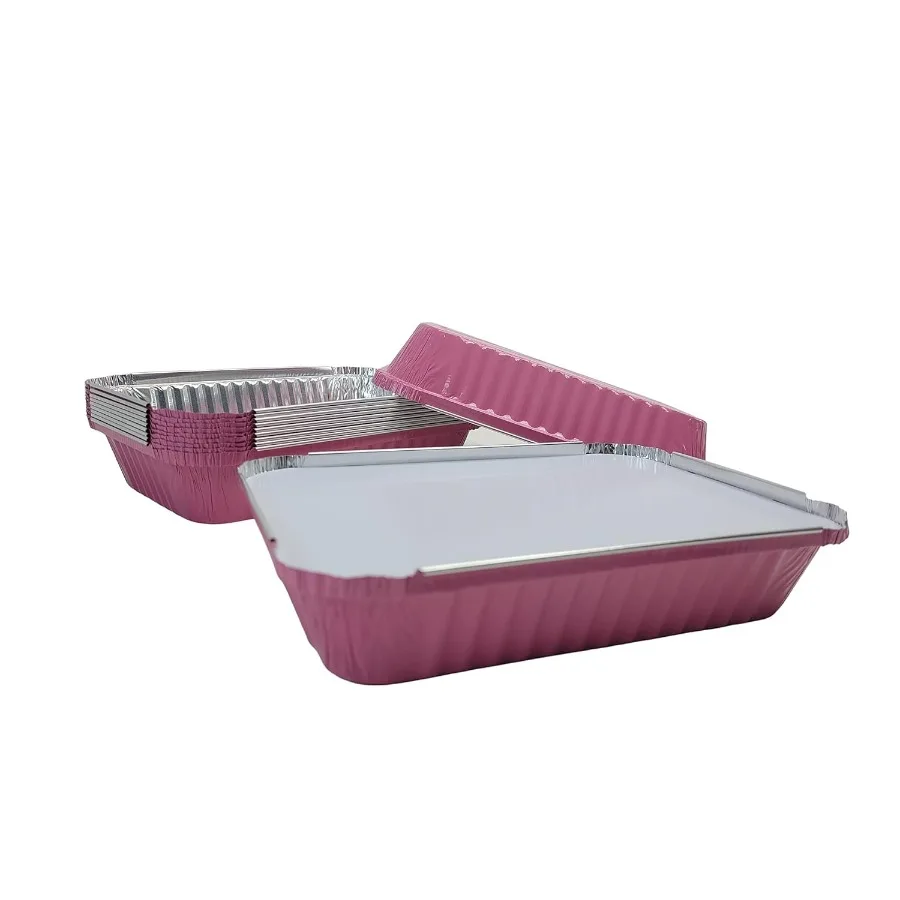 مقالي ملونة ضحلة مع غطاء لوح لتخزين المواد الغذائية والخبز بسعة 1.5 رطل، مقالي من رقائق الألومنيوم مثالية لـ Cooki
