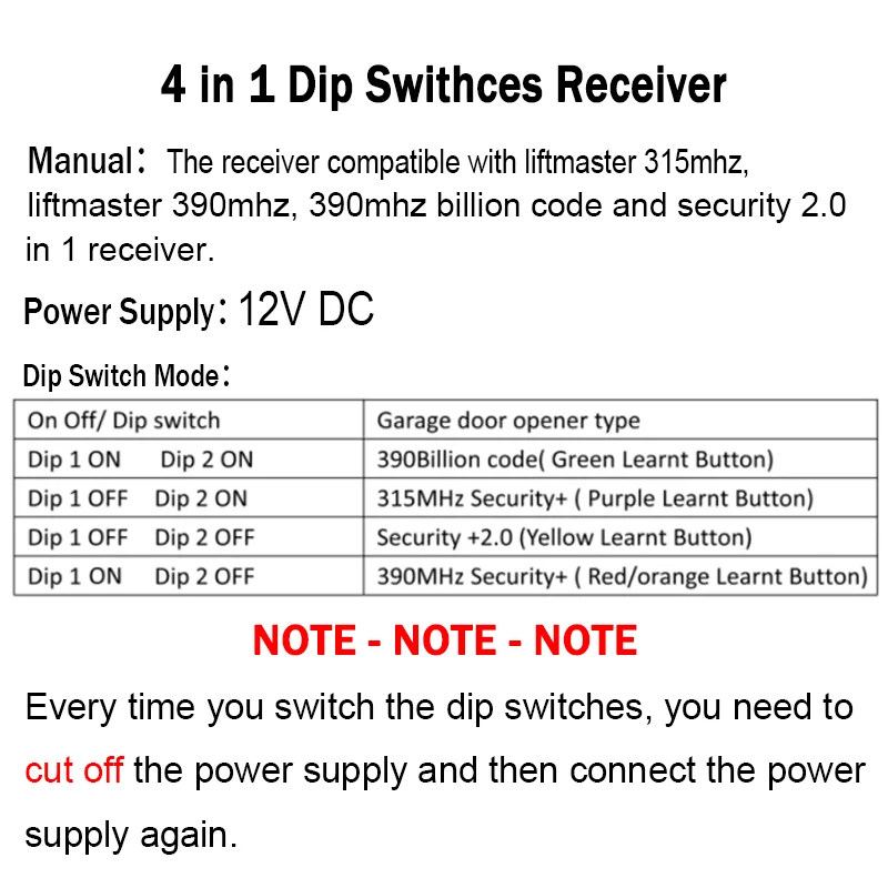 وحدة تحكم جهاز الاستقبال عن بعد من Liftmaster Chamberlain 893MAX 890MAX 895MAX 953EV 956EV 891LM 893LM 971LM 371LM