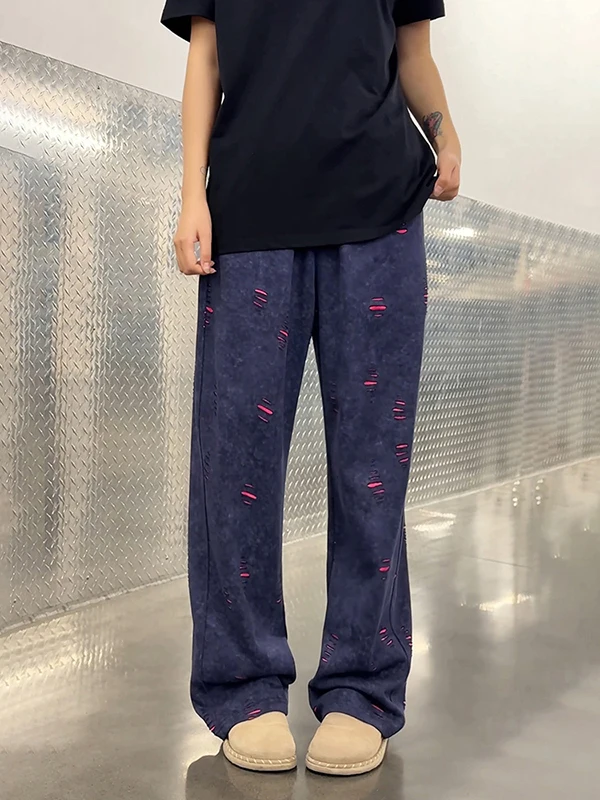 

Loose Fit Men's Spor Dyeing Blue Jeans Casual Pants Straight Leg Comfortable Trousers for Autumn Season Faion Trend