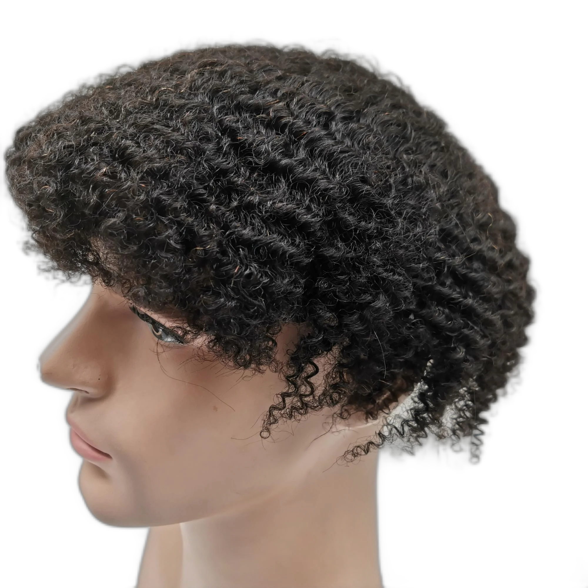NLW 8mm Afro Curl Men Toupee 10*8 Hair replacement system for Men Full Lace Hair pieces Hair prosthesis  Hair units base