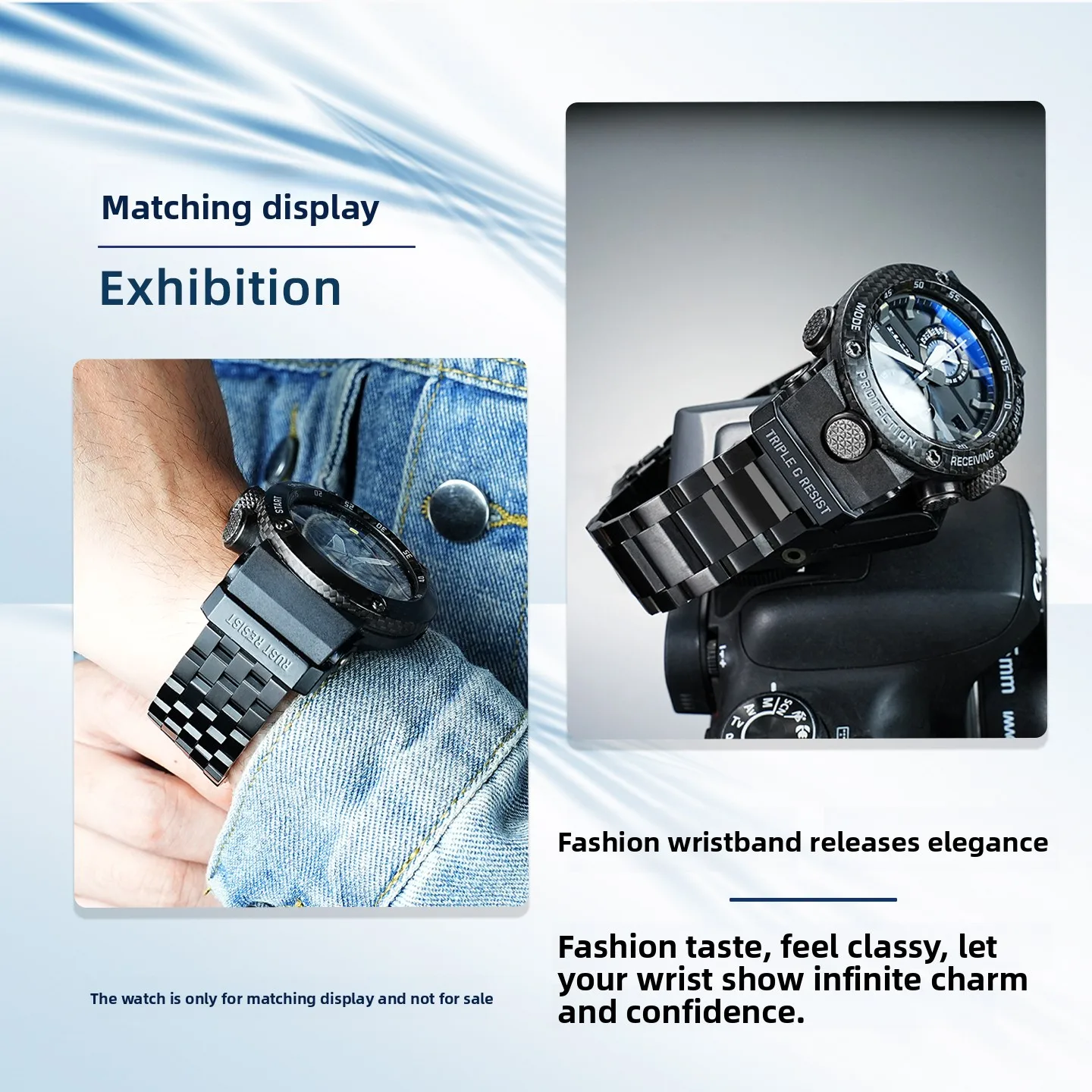 ل كاسيو الهواء المسيطر GWR-B1000 GWRB1000 О Б1000 تعديل عالية الجودة الفولاذ المقاوم للصدأ حزام الرجال المعادن حزام (استيك) ساعة سوار