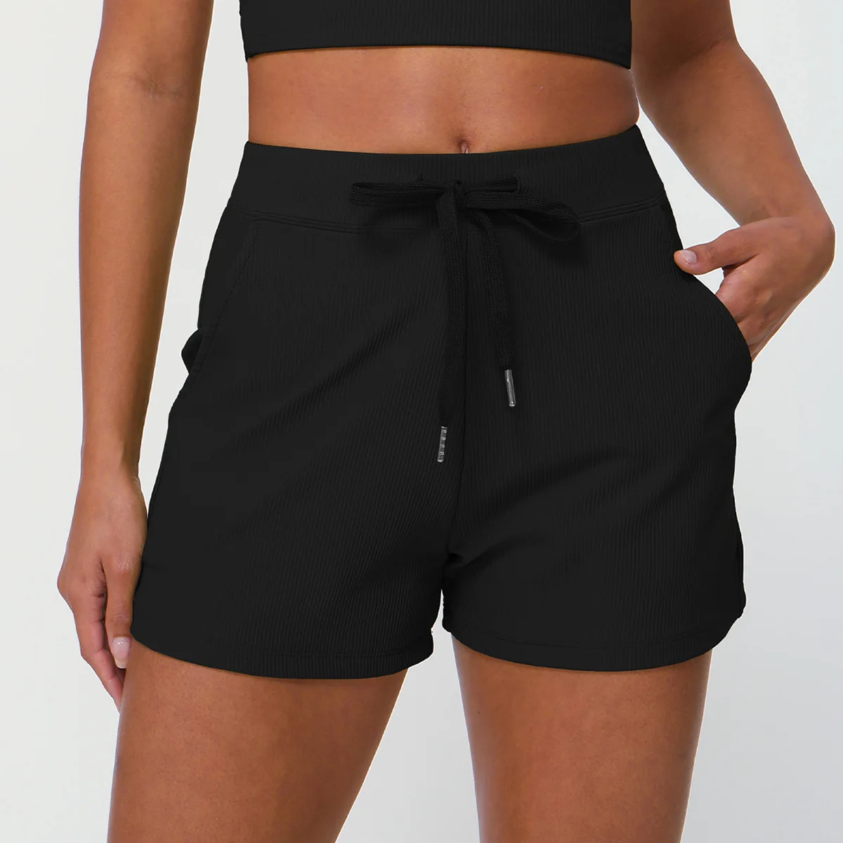 

Mermaid Curve Summer Rib Loose Casual Shorts Women's Drawstring Quick-Drying Yoga Shorts High Elastic Sports Three-point Pants