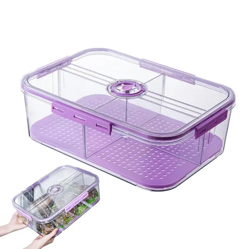 Refrigerator Storage Bins Classification Saver Containers For Fridge Freezer Box With Removable Drain Tray High Capacity