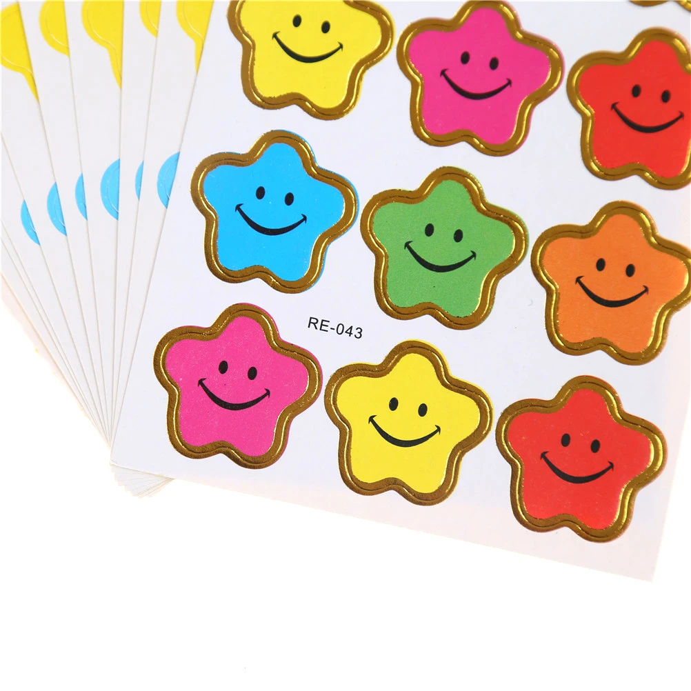 10sheets Kids Boys Girls Cute Smile Little Star Stickers School Teacher Rewards Encouragement Reward Sticker Toys