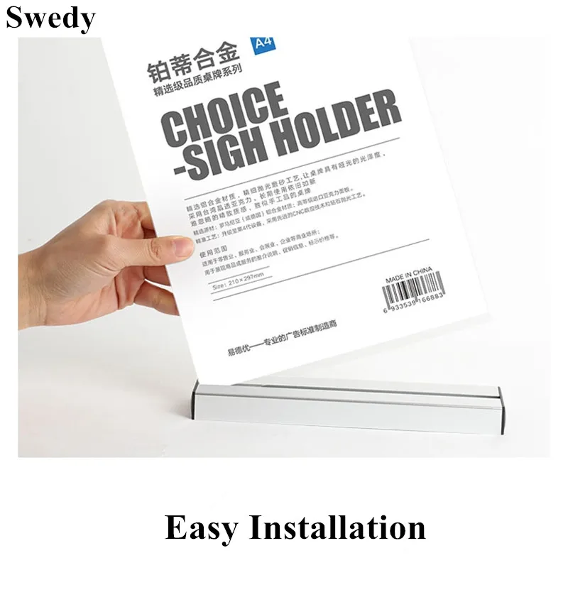 A5 148x210 مللي متر ضعف الجانب الألومنيوم قاعدة القائمة السعر تسمية ورقة العلامات صورة صورة ملصق الإطار حامل علامة أكريليك عرض موقف #3