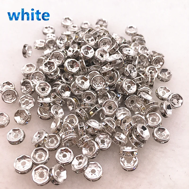 50pcs 6mm Crystai Rhinestone Glass Round Loose Spacer Beads For Jewelry Making DIY Bracelet Necklace