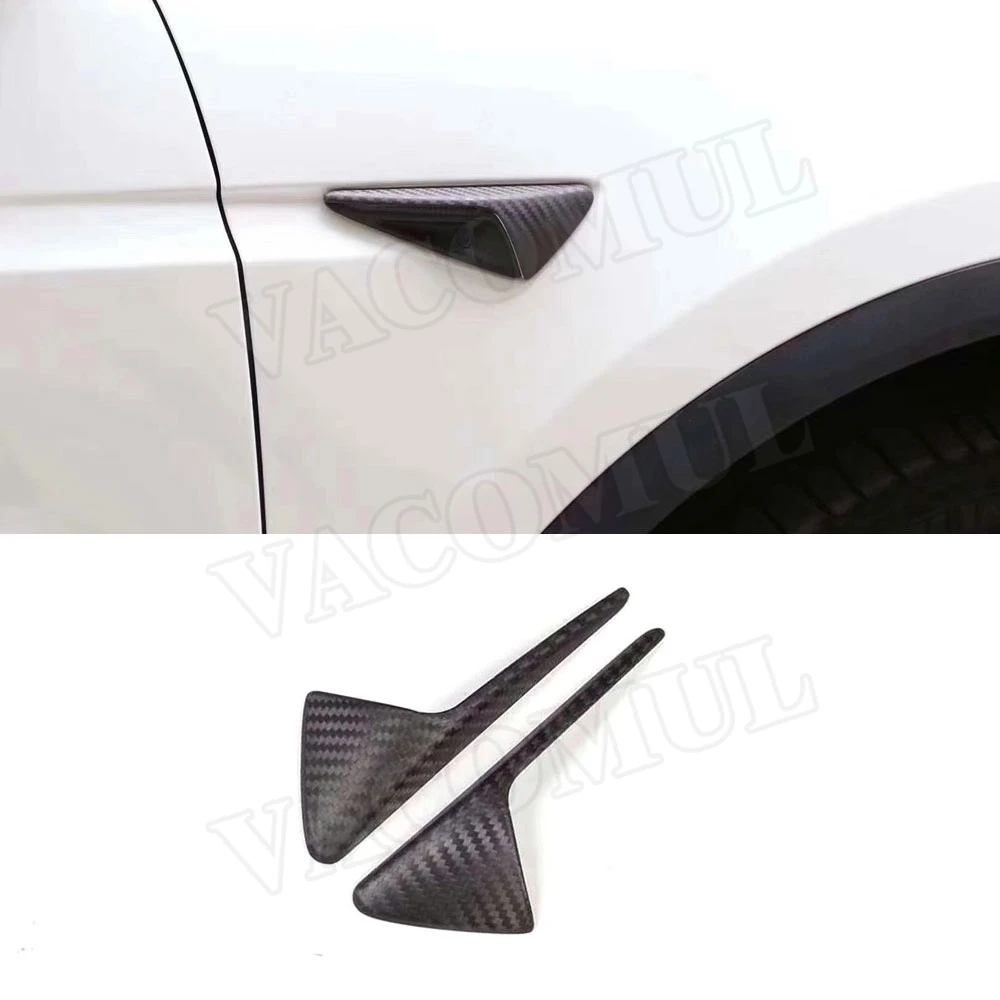 

2PCS Carbon Fiber Front Side Camera Fender Marker Cover Side Grille Trim Badge Stickers For Tesla Model 3 S X 2013-2019