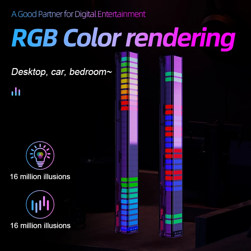 RGB Pickup Light Voice-activated Music Rhythm Light Computer Car RGB Atmosphere Light Aesthetic Game Room Decor