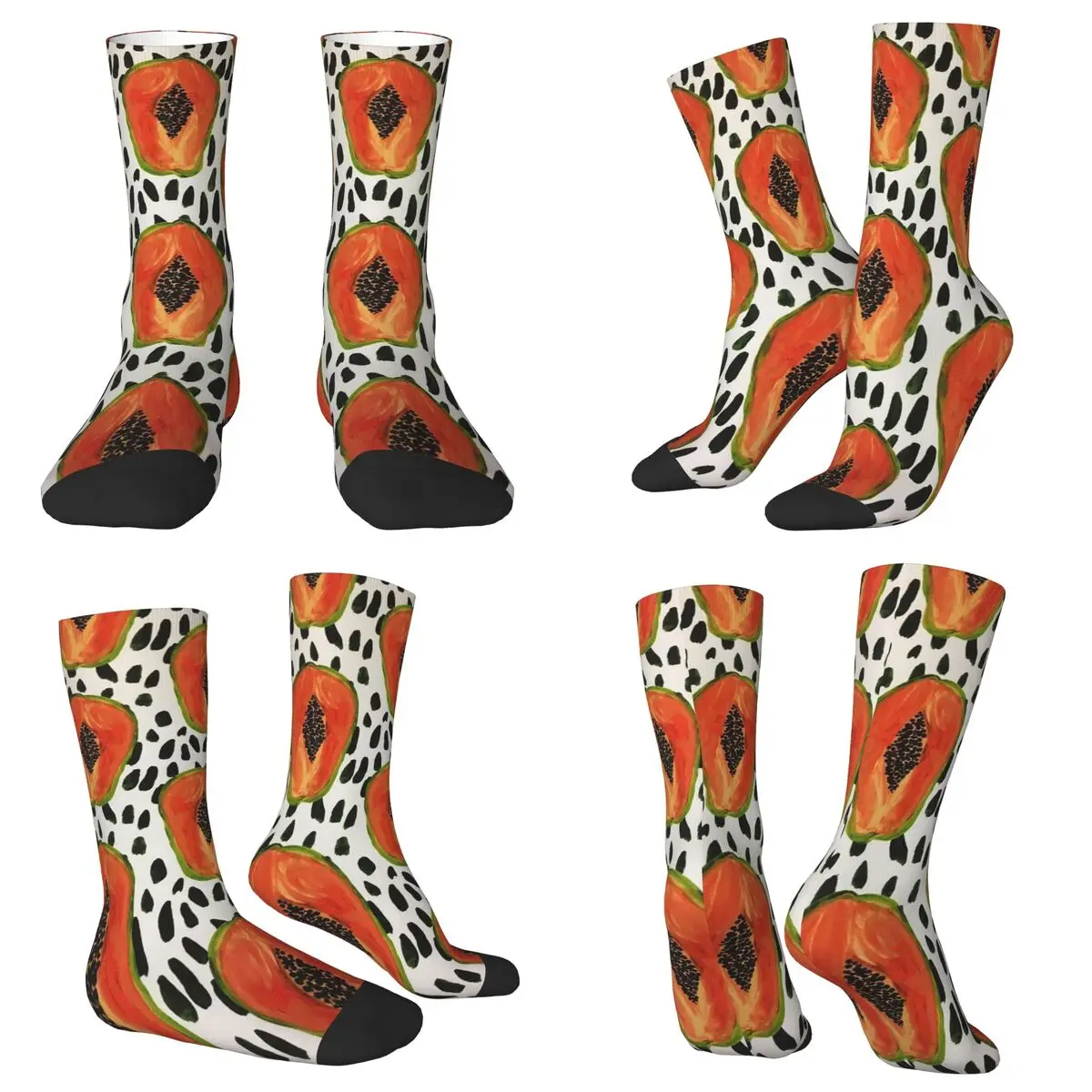 All Seasons Crew Stockings Vibrant Tropical Papaya Design Socks Crazy Hip Hop Long Socks for Men Women Valentine's Day Gifts