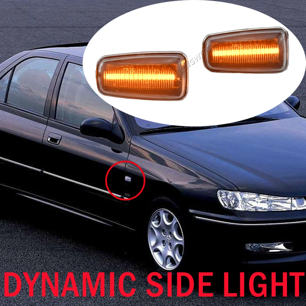 Para Peugeot 406 106 306 806 Expert 1 Partner e Citroen XM ZX Luz de Sinalização LED Dinâmica para Marcador Lateral