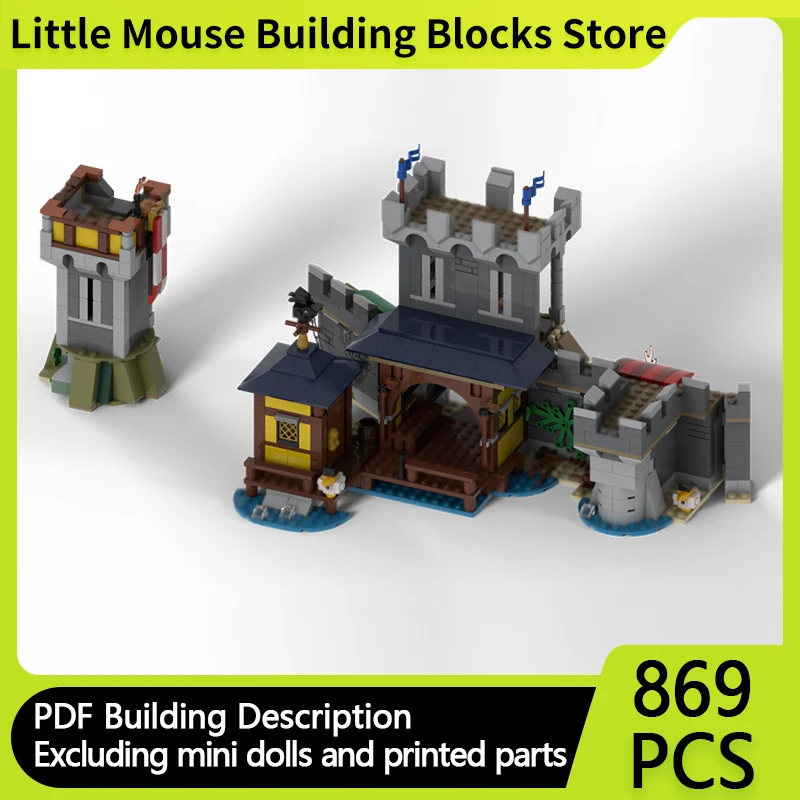 

Medieval Castle Model MOC Building Bricks Pier And Watchtower Modular Technology Gifts Holiday Assemble Children Toys Suit