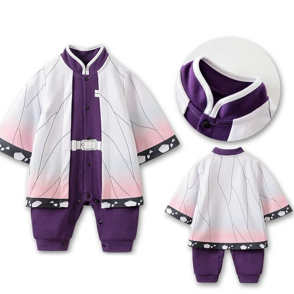 New Demon Slayer Baby Clothes Boy Girl Anime Romper Newborn Halloween Baby Costume Kid Cartoon Jumpsuit Children Unisex Overalls