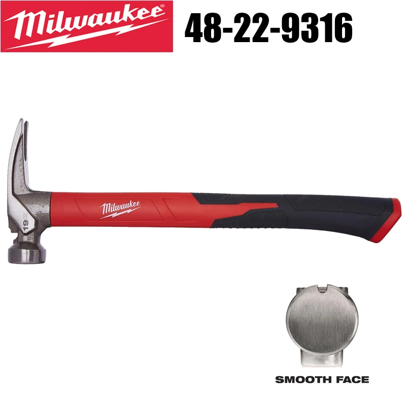 

Milwaukee 48-22-9316 Smooth Poly Fiberglass Hammer Traditional Type Hand Tool DIY Screw Pry Hammer