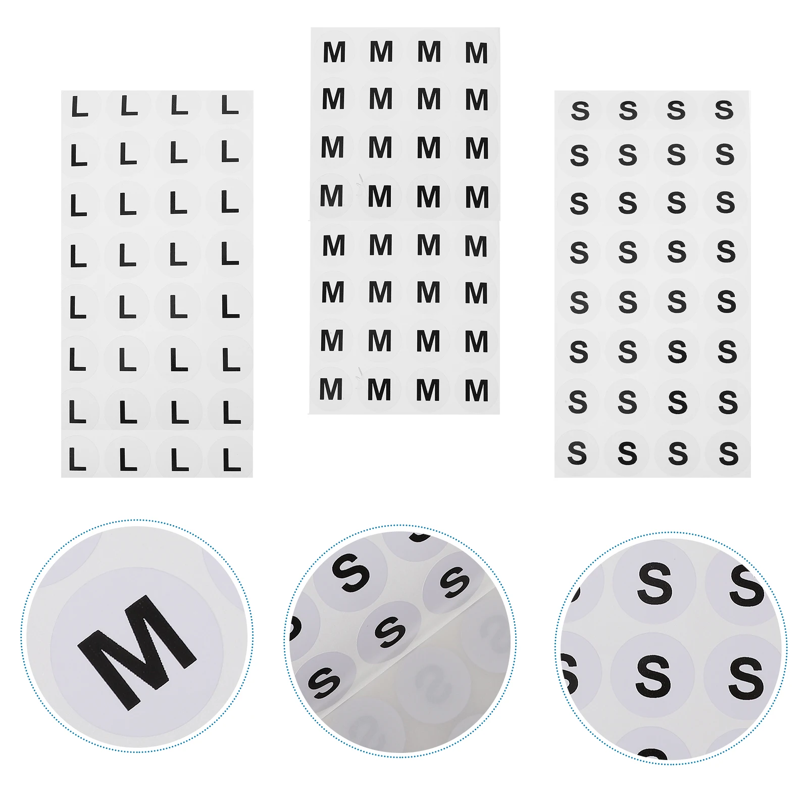 

1500 pcs Size Labels Self Adhesive Round Stickers Clothing Tags S M L Each 500 Organize Safe Materials Folder Labels