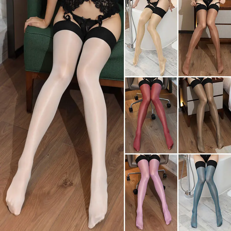 30d Öl glänzend Oberschenkel hohe Strümpfe sexy über Knies trümpfe Strumpfhosen halten Ups Frauen sexy transparente Unterwäsche Nachtclub Strumpfwaren