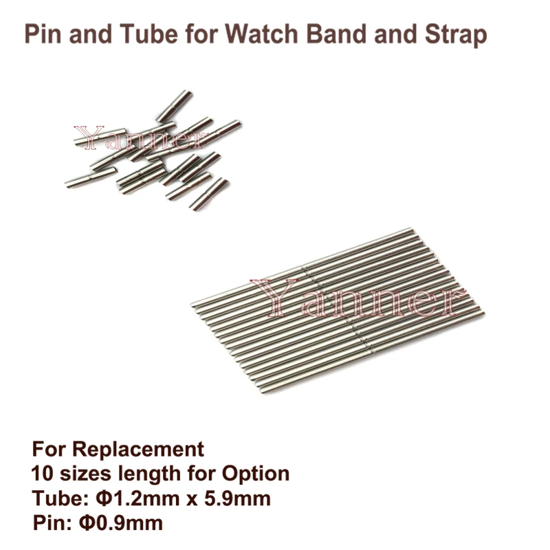 Watch Repair Stainless Steel Pin and Tube for Watch Strap and Band  with Tube 1.2mm x 5.9mm and Pin 10 - 28mm