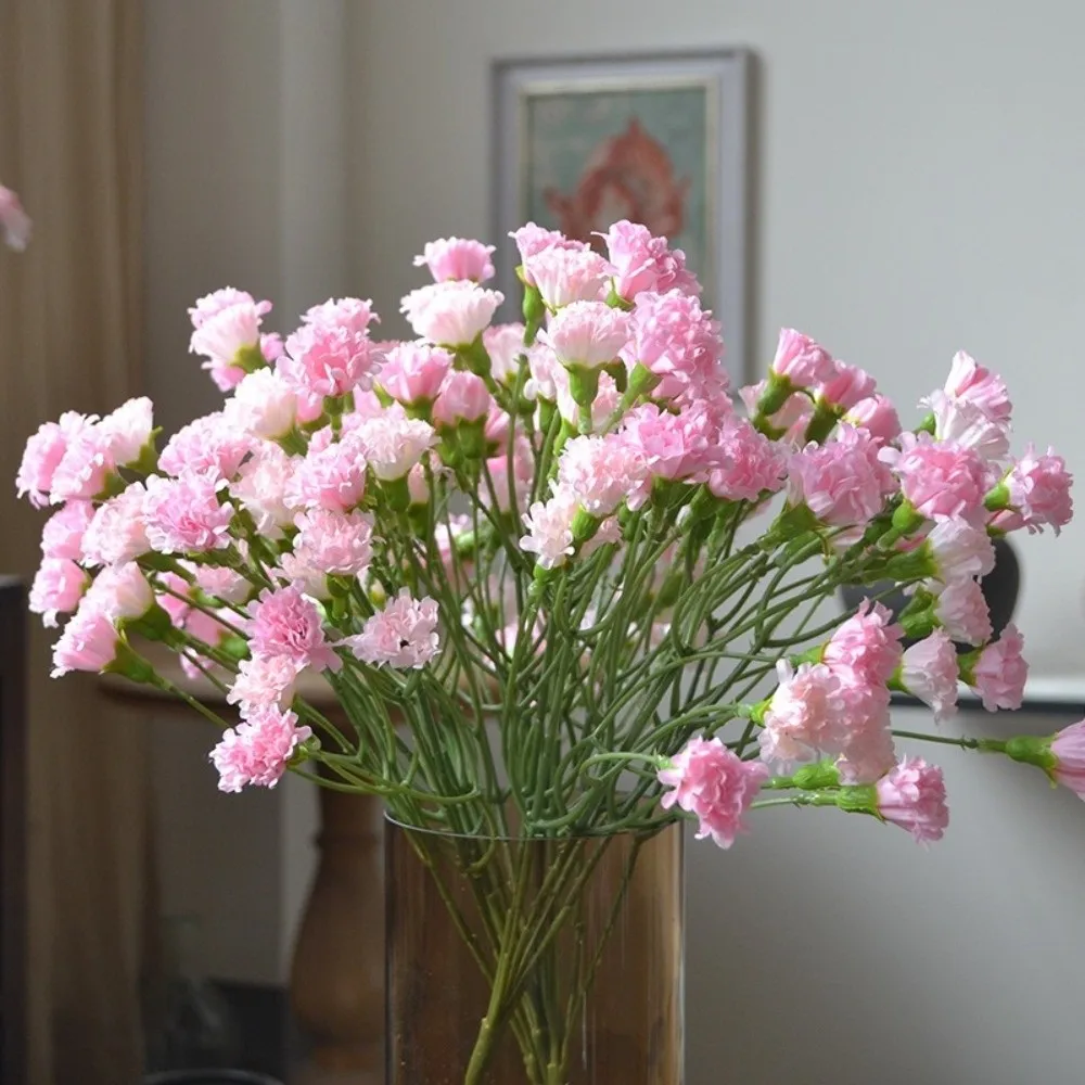 

Lifelike Silk Flower Head Artificial Carnation Flower 5 Forks 40 Heads Fake Flower DIY Simulation Flower Bouquet Wedding