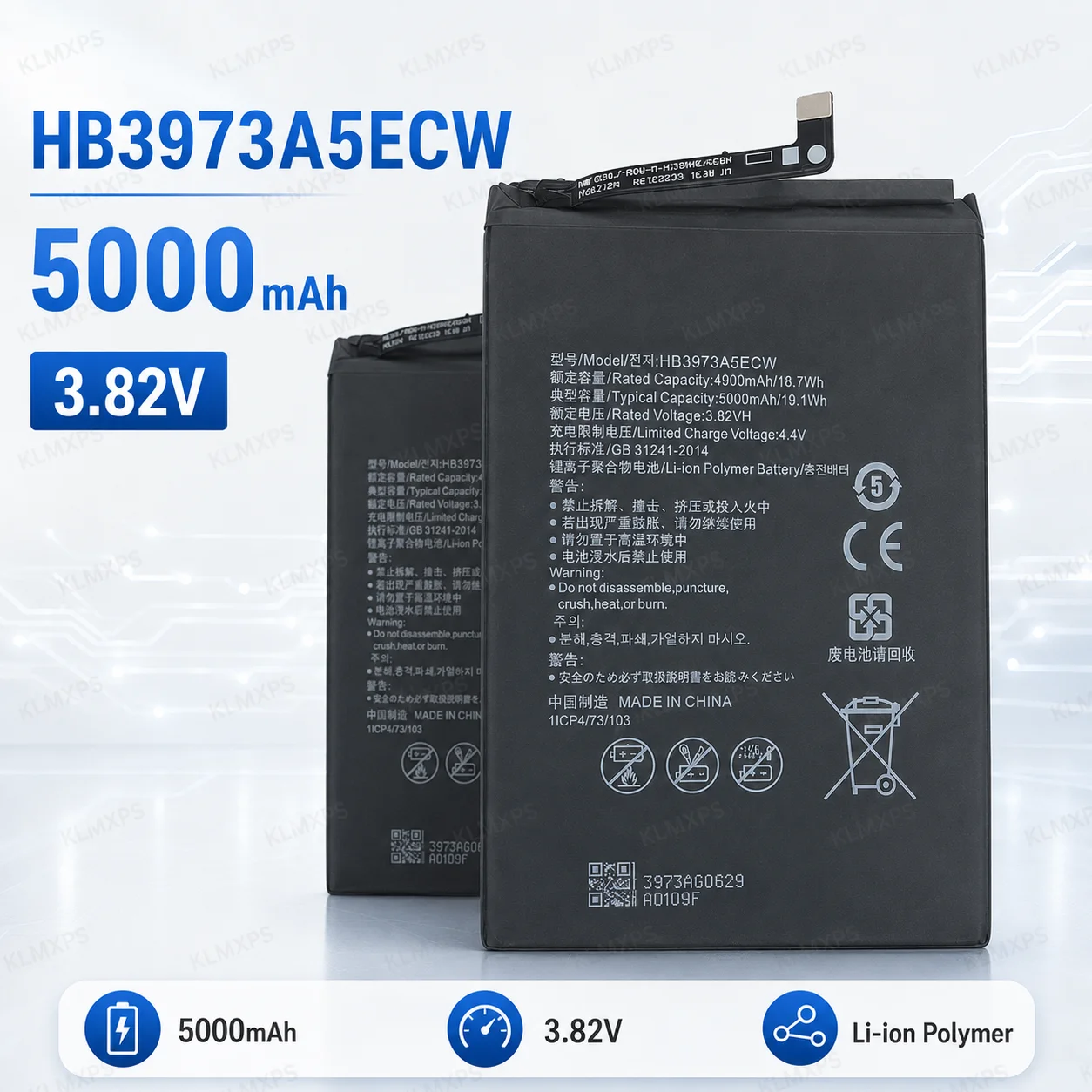 HB3973A5ECW 5000mAh Fast Charging Battery for Huawei Mate20X Honor 8X Max Note10 High Capacity Replacement Lithium Phone Battery
