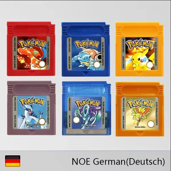 GBC ゲームカートリッジ 16 ビットビデオゲームコンソールカードポケモンレッドグリーンシルバーブルークリスタルゴールデンイエロー USA/EUR/FRA/ITA/ESP/NOE