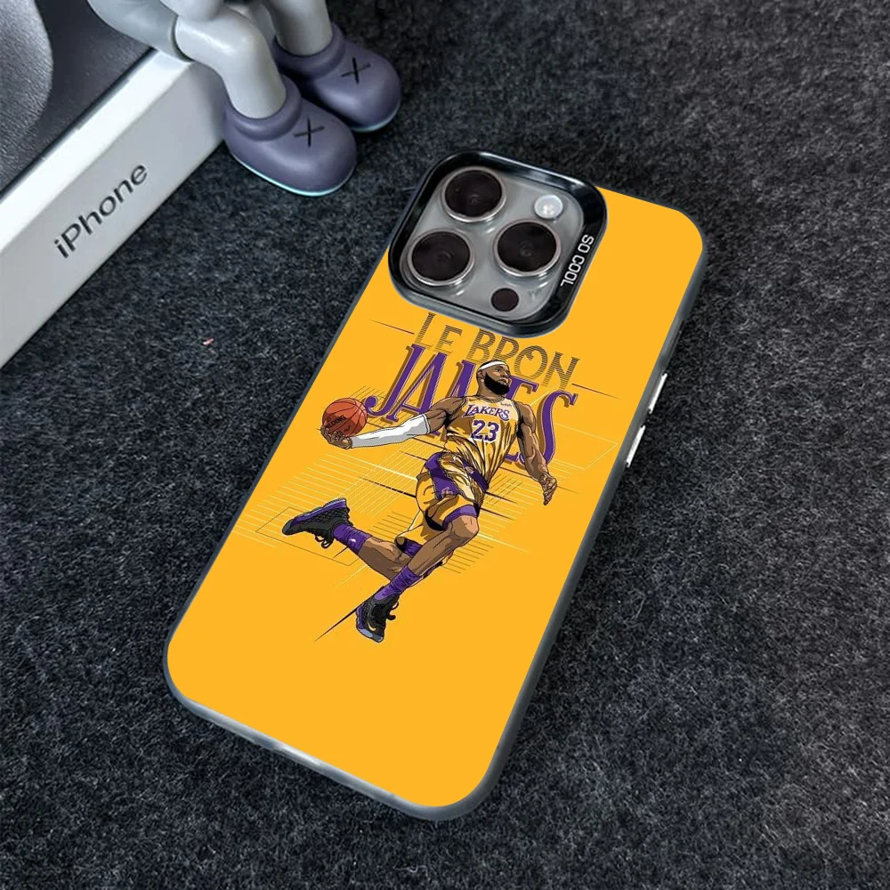 Basketball L-LeBron James Phone Case Phone Case IMD Color Silver Shell For IPhone 16 15 14 13 12 11 Pro Max Plus